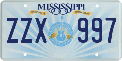 MS license plate ZZX997