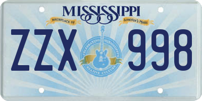 MS license plate ZZX998