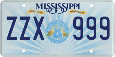 MS license plate ZZX999