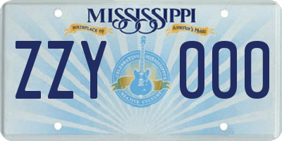 MS license plate ZZY000