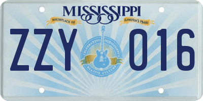 MS license plate ZZY016
