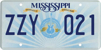 MS license plate ZZY021