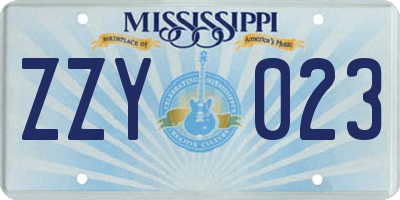 MS license plate ZZY023
