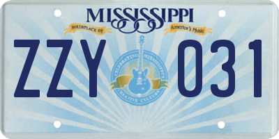 MS license plate ZZY031