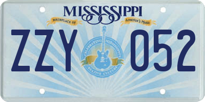 MS license plate ZZY052