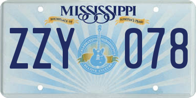 MS license plate ZZY078