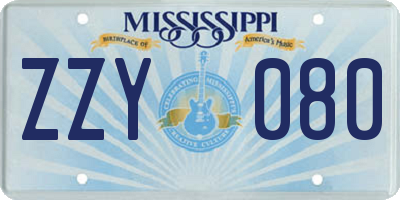 MS license plate ZZY080