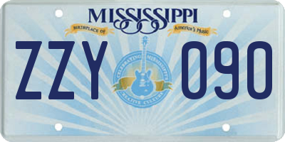 MS license plate ZZY090