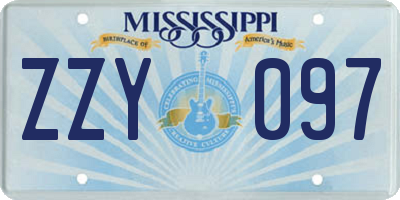 MS license plate ZZY097