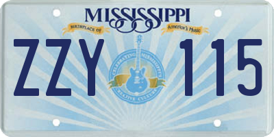 MS license plate ZZY115