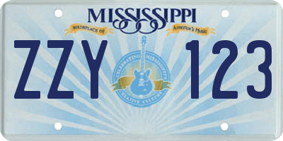 MS license plate ZZY123