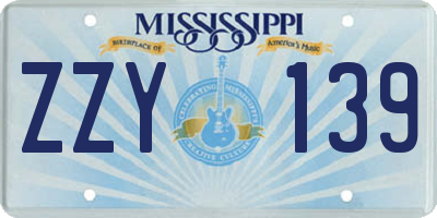 MS license plate ZZY139