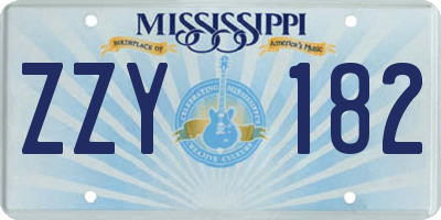 MS license plate ZZY182