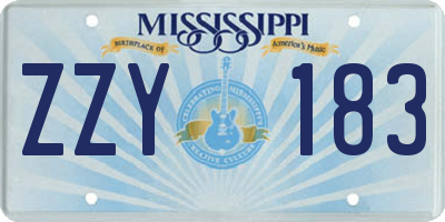 MS license plate ZZY183