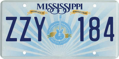 MS license plate ZZY184