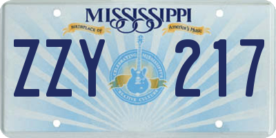 MS license plate ZZY217