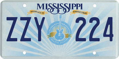 MS license plate ZZY224