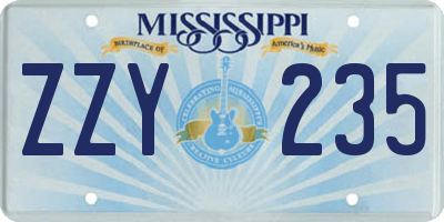 MS license plate ZZY235