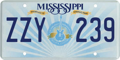 MS license plate ZZY239