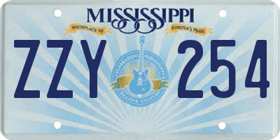 MS license plate ZZY254