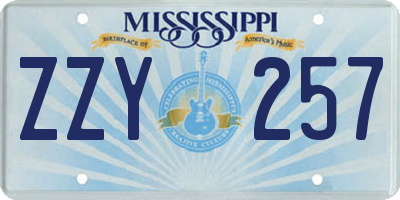 MS license plate ZZY257