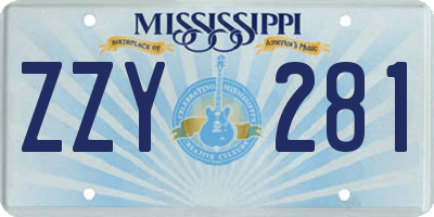 MS license plate ZZY281