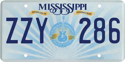 MS license plate ZZY286