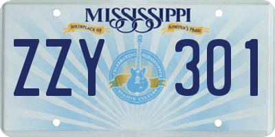 MS license plate ZZY301