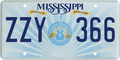 MS license plate ZZY366