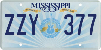 MS license plate ZZY377