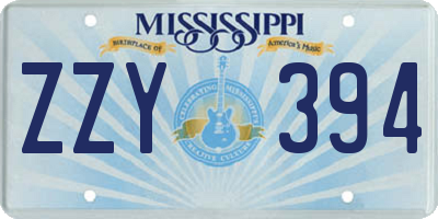 MS license plate ZZY394
