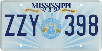 MS license plate ZZY398