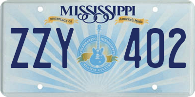 MS license plate ZZY402