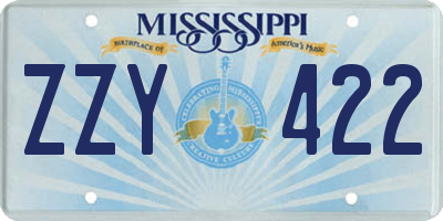 MS license plate ZZY422