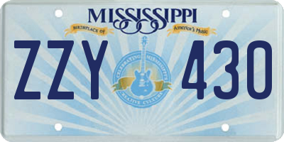 MS license plate ZZY430