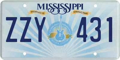 MS license plate ZZY431