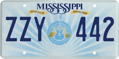 MS license plate ZZY442