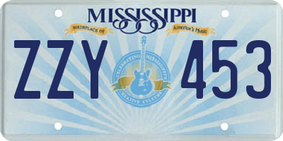 MS license plate ZZY453