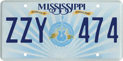 MS license plate ZZY474