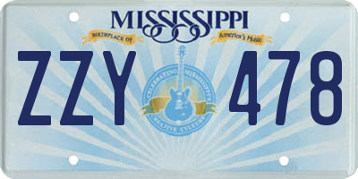 MS license plate ZZY478