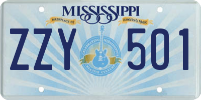 MS license plate ZZY501