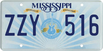 MS license plate ZZY516