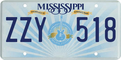 MS license plate ZZY518