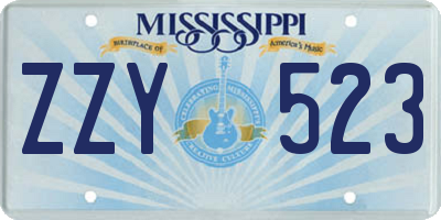 MS license plate ZZY523