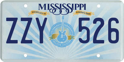 MS license plate ZZY526