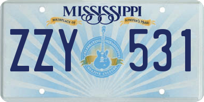 MS license plate ZZY531