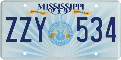 MS license plate ZZY534