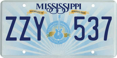 MS license plate ZZY537