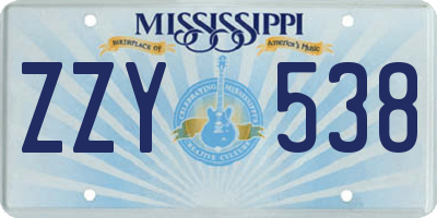 MS license plate ZZY538