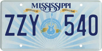 MS license plate ZZY540